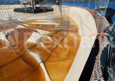 Aquaculture cage liner floating in ocean