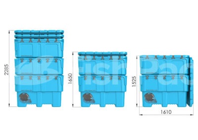 The FishPac StackPac Transport Bin | Stacked External dimensions