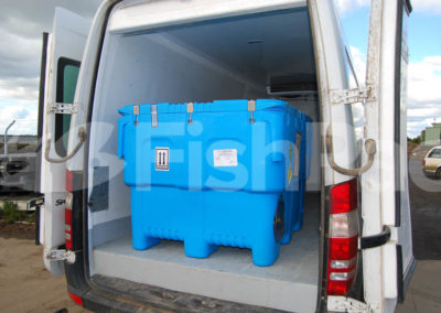 The FishPac StackPac transport bin fits neatly into all transport vans