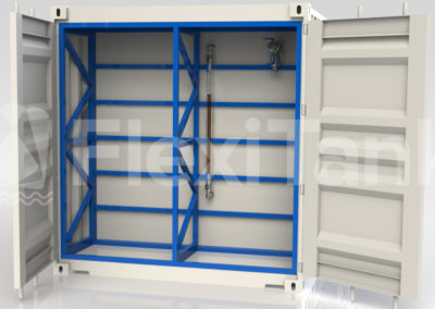 StoragePac container liner and bladder systems with recessed bulkhead